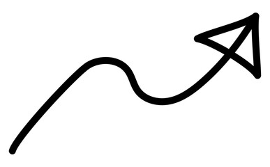 波線で描かれた右上矢印のカットイラスト素材