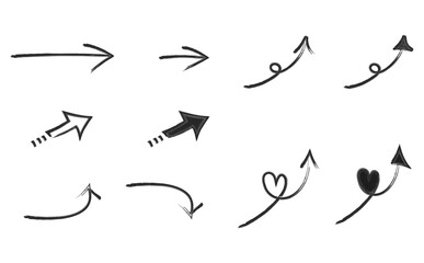 ハート付きやループ入りの柔らかい矢印素材セット