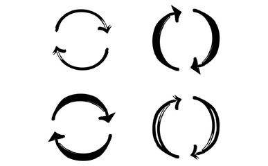 手描き風ループ矢印のアイコン素材セット
