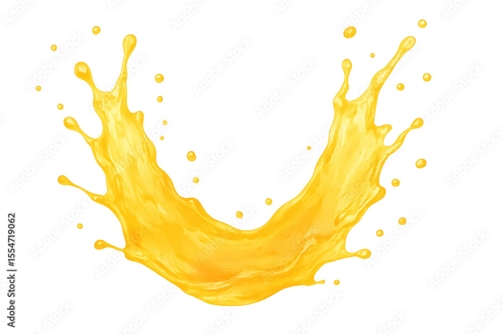 Poster dynamic splashing juice with drops on transparent background, creating a refreshing and vibrant visu