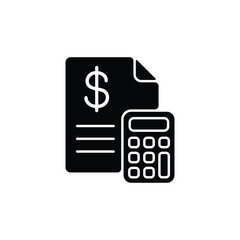 Icon depicting a financial document and calculator, symbolizing calculation and accounting.