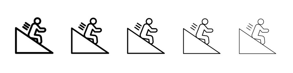 Man slide on slope icon flat simple outline logo