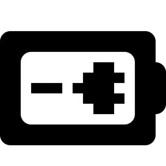 Battery Plus Minus Icon Vector - Power Energy Charge Polarity Symbol