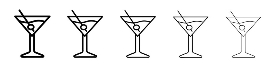 Martini glass icon flat simple outline logo