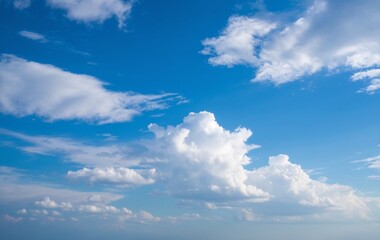 Obraz premium A clear blue sky with fluffy white clouds