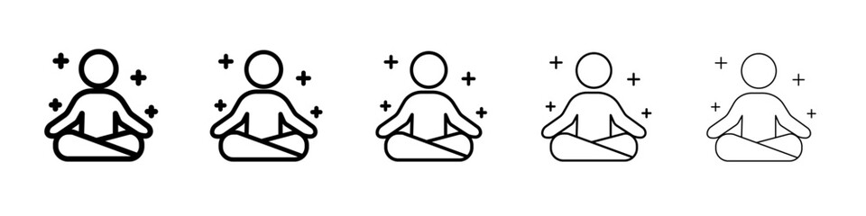 Meditation icon flat simple outline logo