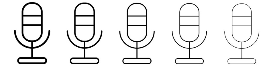 Microphone icon flat simple outline logo