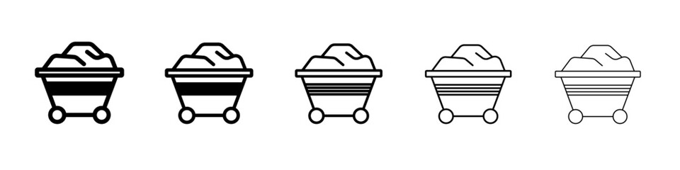 Mining Cart icon flat simple outline logo © Aly