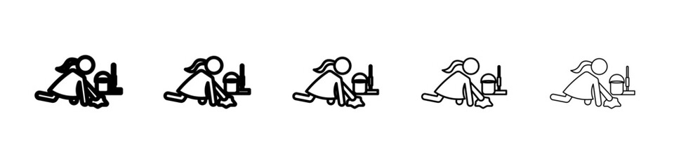 Mopping floors icon flat simple outline logo