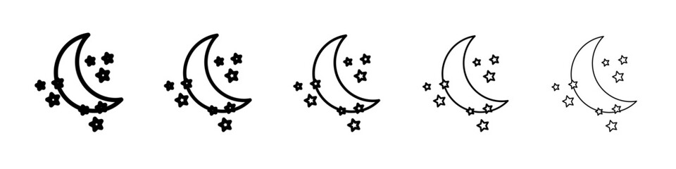 Moon and stars icon flat simple outline logo