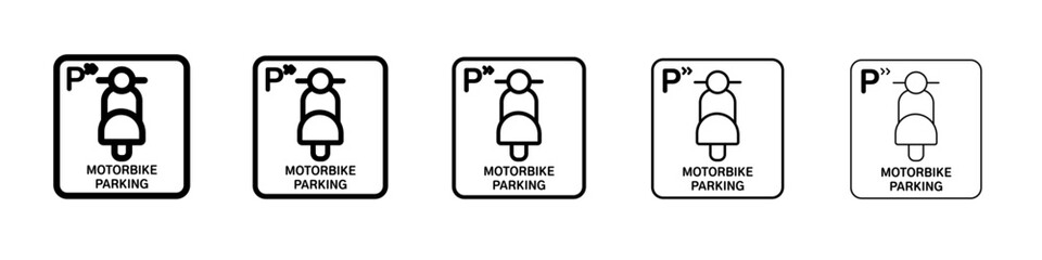 motorbike parking icon flat simple outline logo