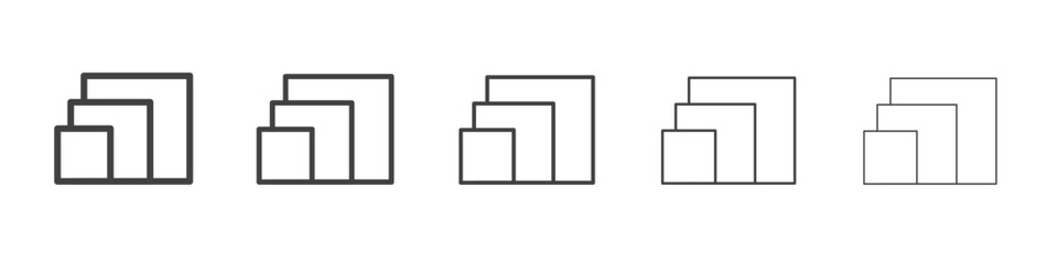 Multi rectanglee icon flat simple outline logo