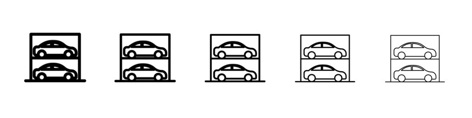 Multi Storey Parking icon flat simple outline logo