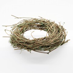 Obraz premium Rustic twig wreath flat lay – eco-friendly natural wall decor