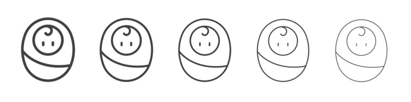 New born baby icon flat simple outline logo