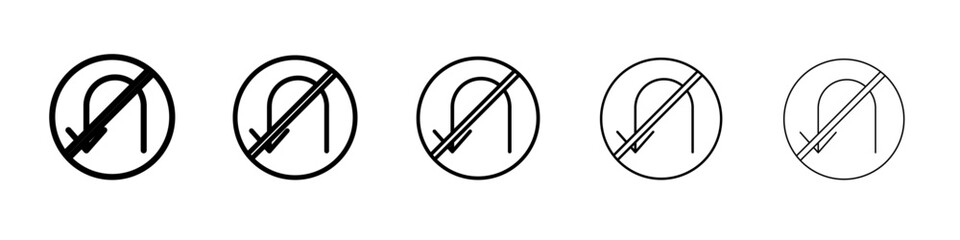 No U turn sign icon flat simple outline logo