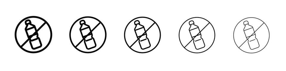 No plastic bottle icon flat simple outline logo