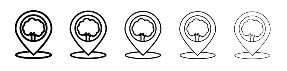 Park, forest location map icon flat simple outline logo