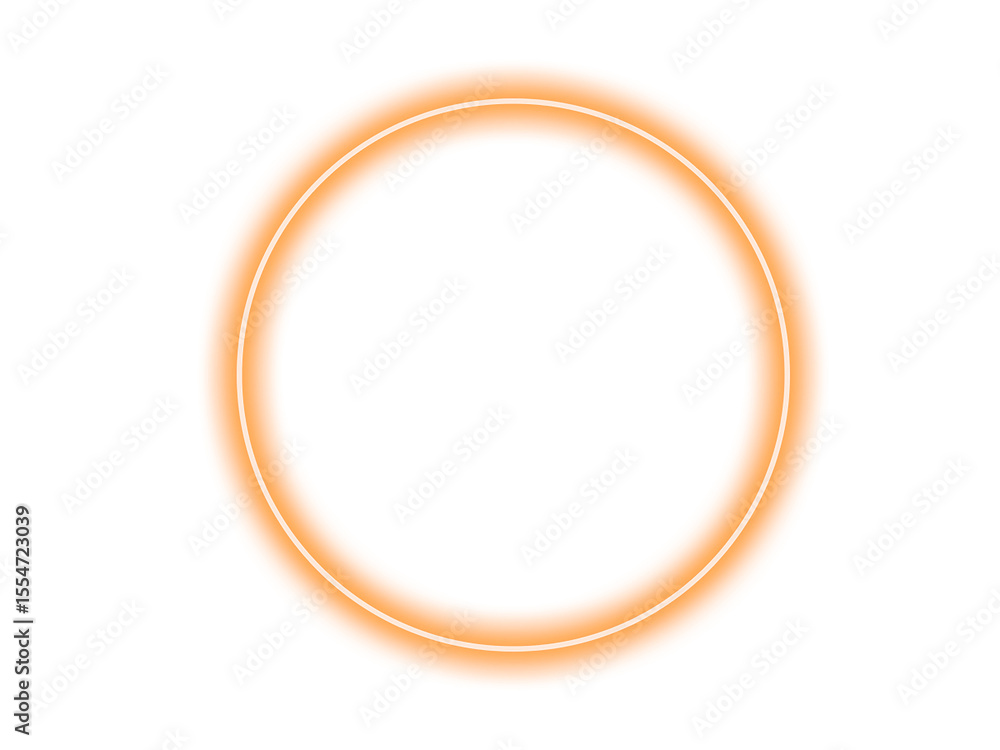 Poster geometric abstract orange square frame with a circular opening and subtle glowing effect isolated on