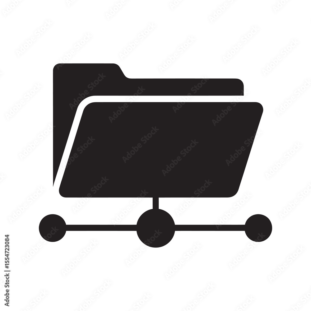 Poster network folder sharing icon for business data collaboration file management and document storage on 