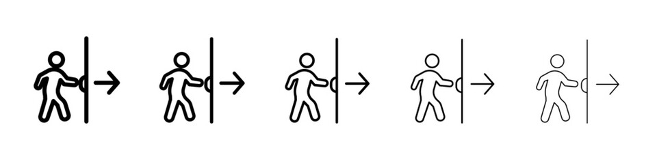 Person push the door icon flat simple outline logo
