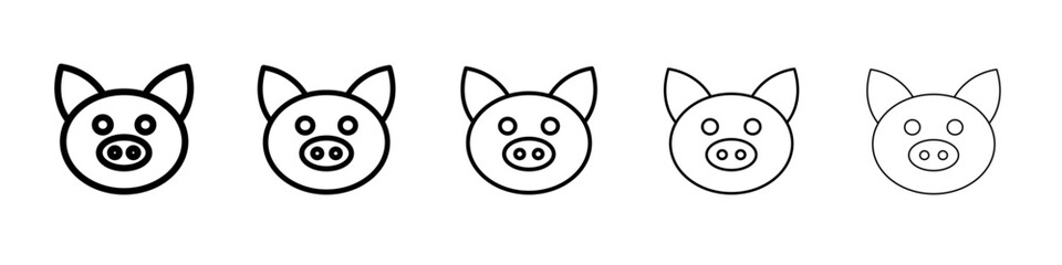 Pig face icon flat simple outline logo
