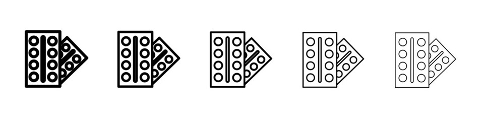 Pill blister pack icon flat simple outline logo