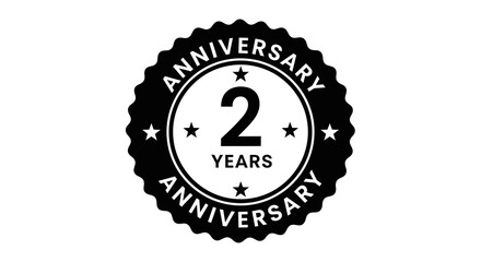 Black and White Two Years Anniversary Badge with Stars