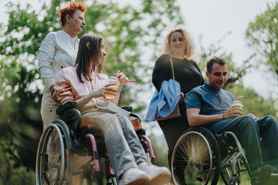 A group of friends spending quality time together in a picturesque outdoor setting, enjoying the fresh air and close companionship on a beautiful day.
