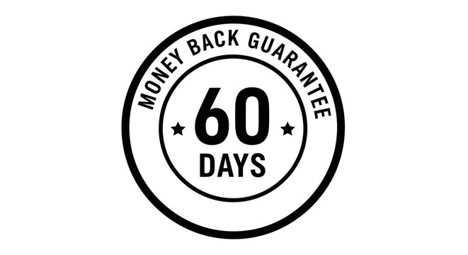 Black and White 60 Days Money Back Guarantee Circle Stamp