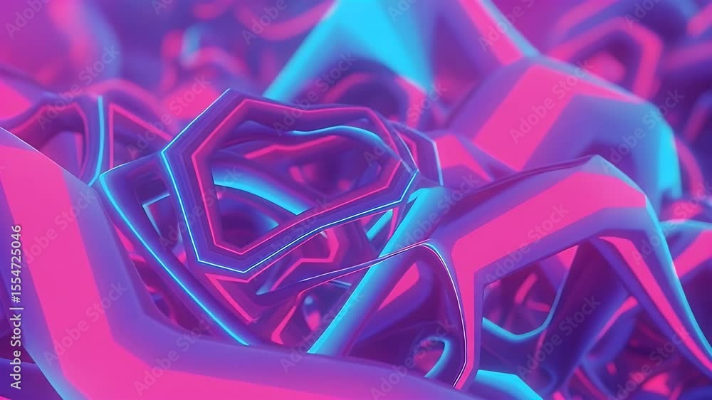 Aufkleber abstract 3d rendered illustration featuring a close up view of neon geometric shapes in shades of pi