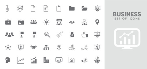 Set of Business icons vector on white isolated