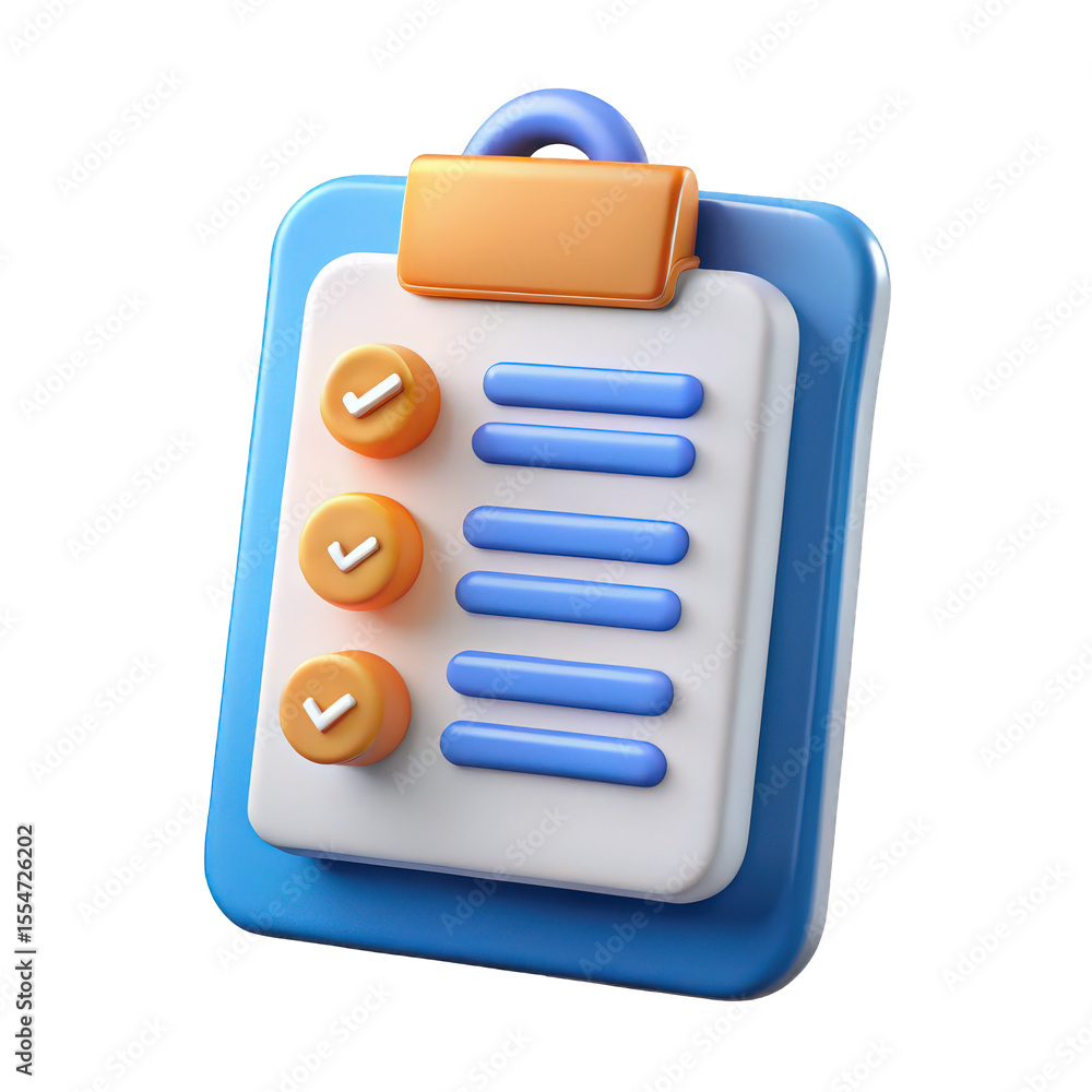 Fototapete a stylized rendering of a clipboard with checkmarks and lines against a black background object