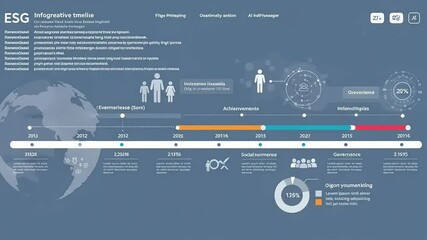 Infographic timeline illustrating ESG milestones from 2010 to 2023, highlighting e-commerce growth and governance