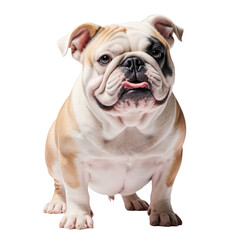 Fototapeta premium Bulldog's Candid Glance: A charming bulldog stands poised, showcasing its unique features with a curious gaze. This close-up portrait captures the essence of this beloved breed's character.