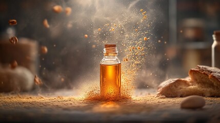 Golden oil bottle explodes with nutty goodness