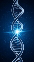 Glowing dna double helix: abstract science background, futuristic, biomedical concept.