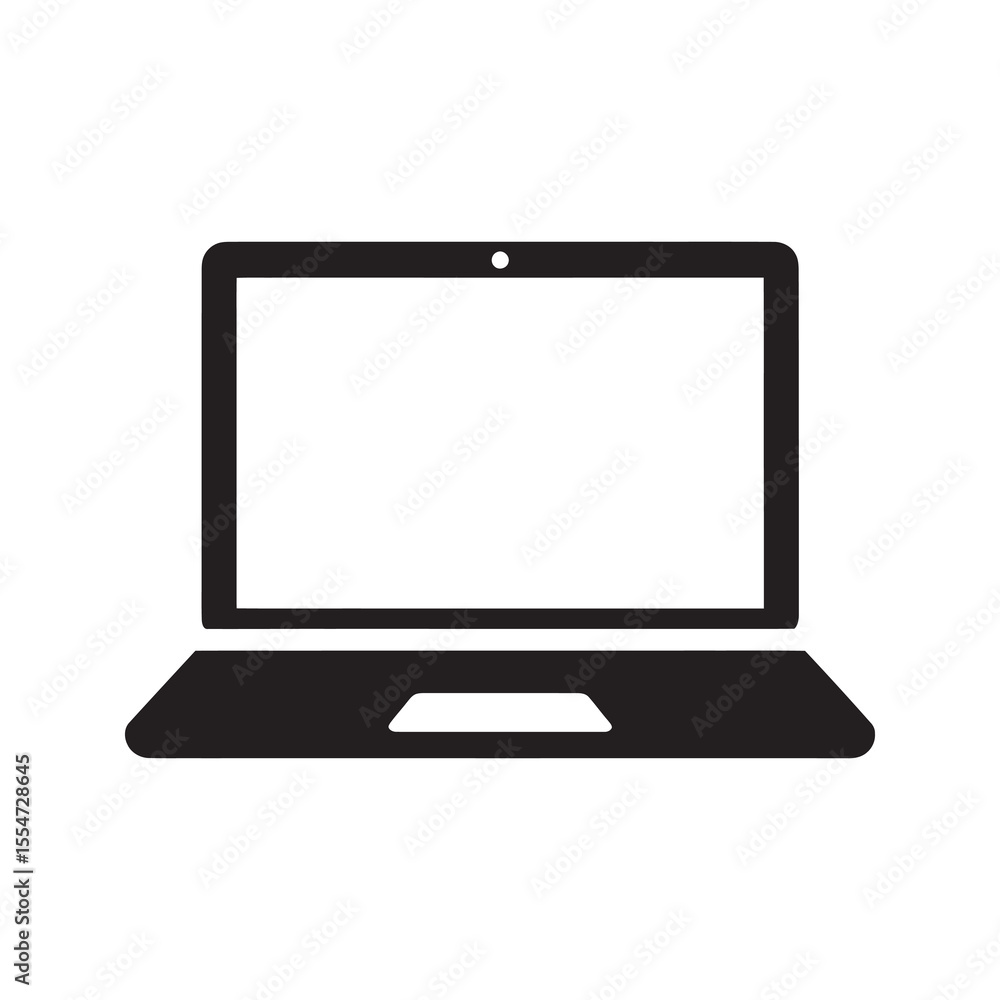 Poster laptop computer icon representing a portable device for work business and communication with modern 