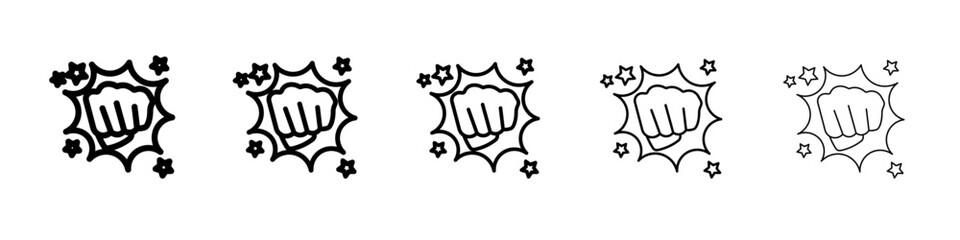 punch fist hand icon flat simple outline logo