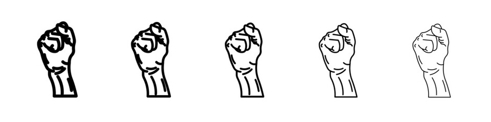 raised fists icon flat simple outline logo