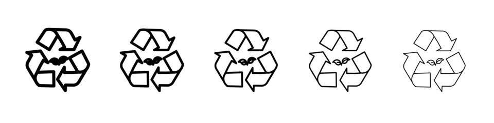 Recycle icon flat simple outline logo