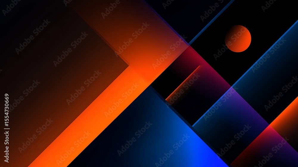 Aufkleber abstract geometric composition with vivid color hues and intersecting shapes