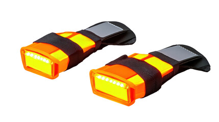 Naklejka premium High-visibility arm bands with LED lights, night safety accessory, Transparent background, PNG file