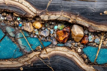 Closeup View Of Colorful Mineral Section