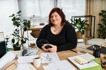 Creative artistry blooms in a serene studio environment with a confident woman