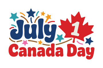 Festive July 1st Canada Day Colourful Typography 
