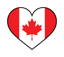 Obraz premium Canadian Flag Heart Shaped Icon Illustration