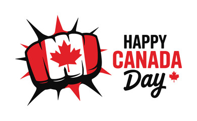 Happy Canada Day with Canadian Flag Fist Punch Illustration