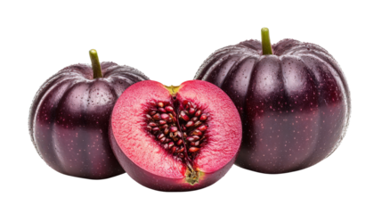 Malay apple with shiny red bell shape and crisp texture, tropical variety, Transparent background, PNG file