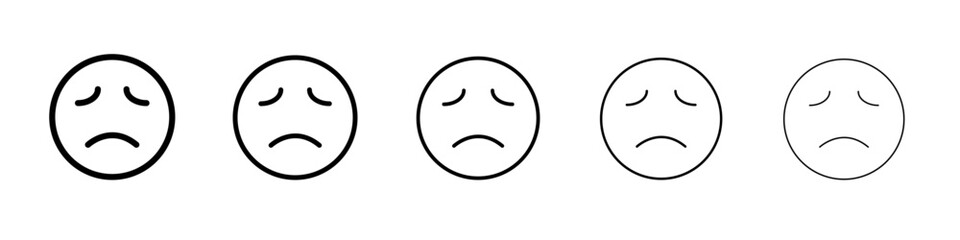 Sad, upset or lonely emoticon icon flat simple outline logo